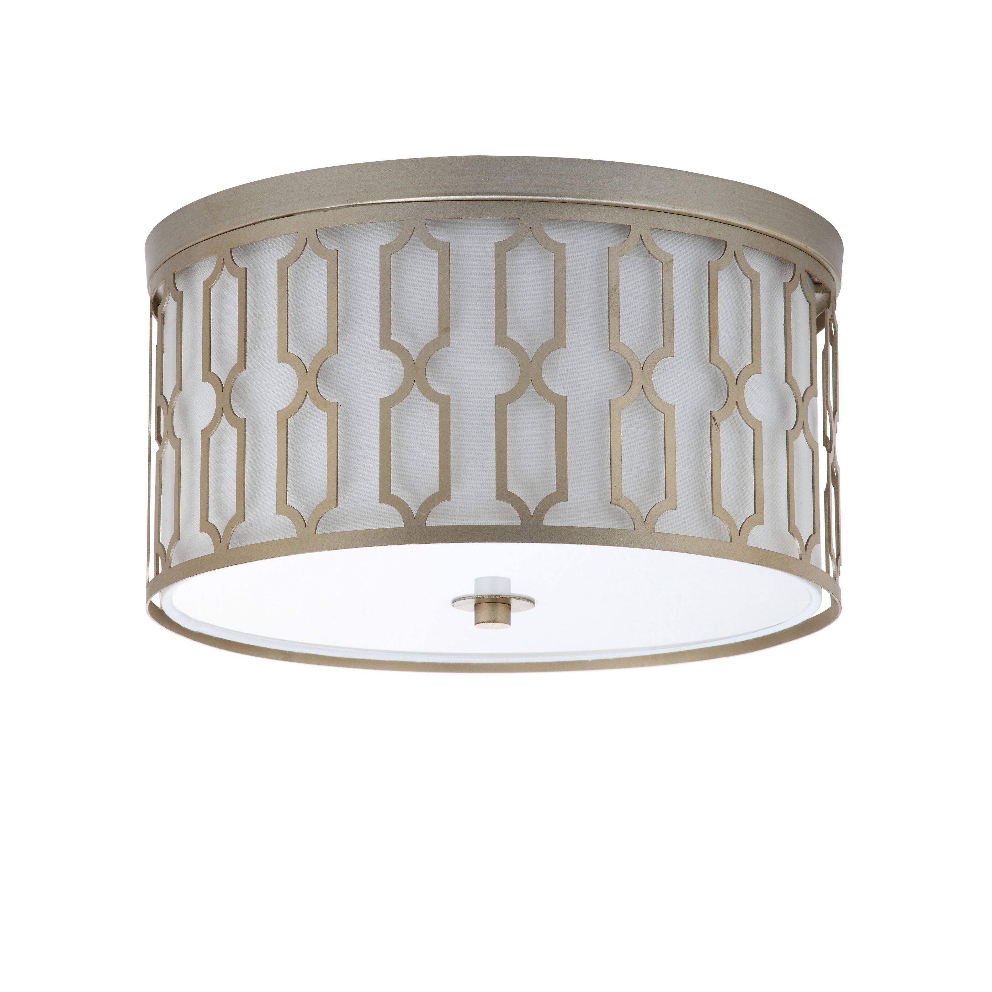 Alt View 7. Jonathan Y - Link 3-Light 16.75" Metal LED Flush Mount, Soft Gold - Soft Gold.