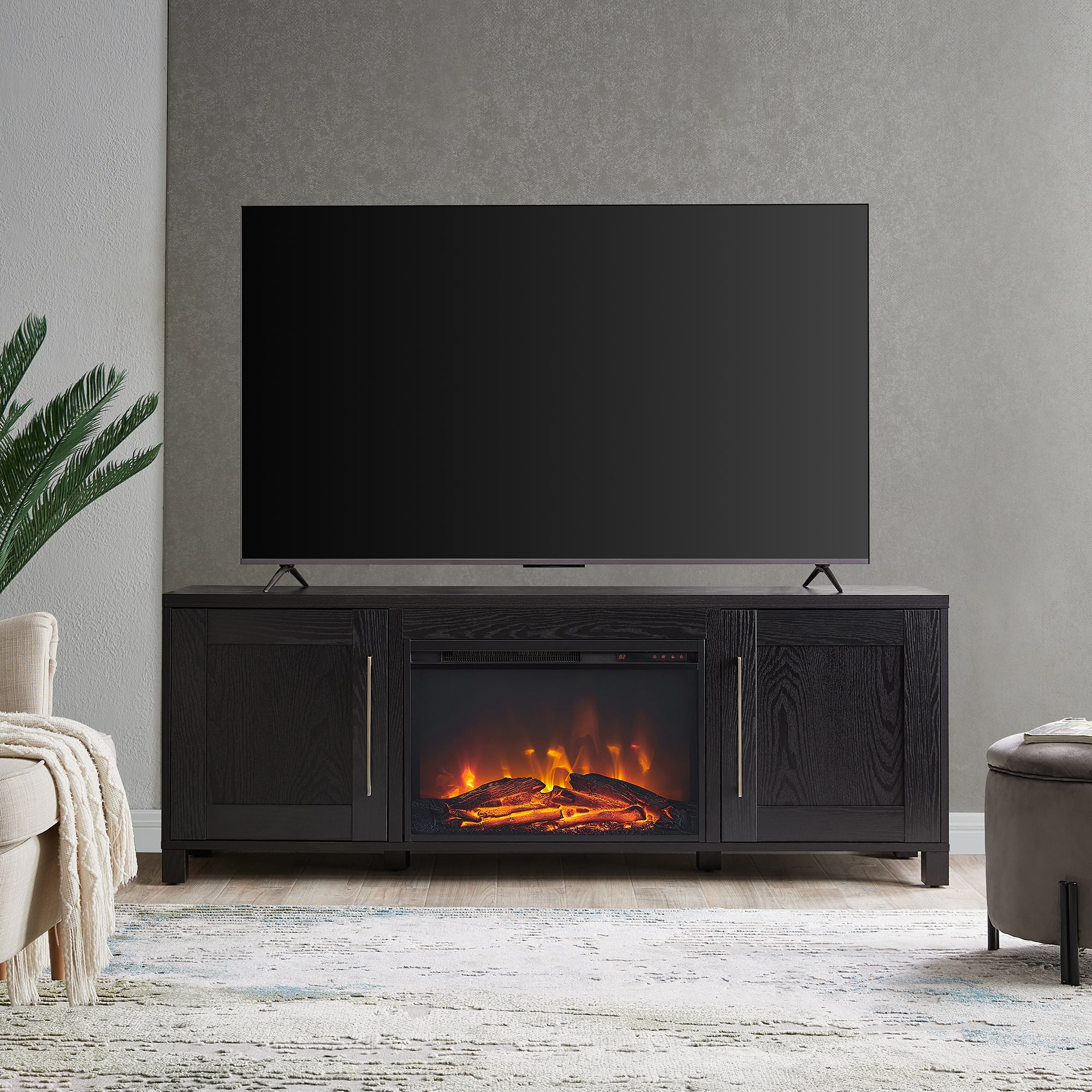 Camden&Wells – Chabot Log Fireplace for Most TVs up to 75″ – Black Grain Sansujyuku sansujyuku.com