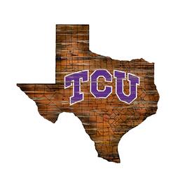 Fan Creations - TCU Horned Frogs 23.5" x 23.5" Distressed State with Logo Sign - Multicolor