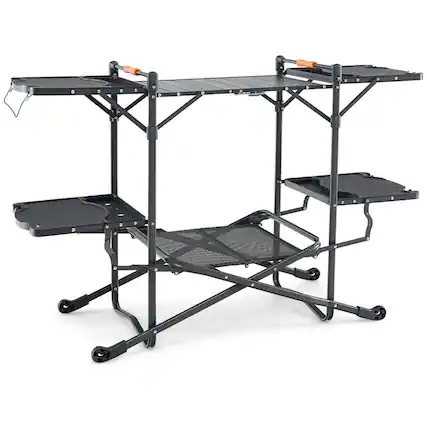 Front. Boyel Living - Silver Folding Portable Outdoor Cook Station 53-in L x 34.5-in W x 21.5-in H Camping Kitchen Table.