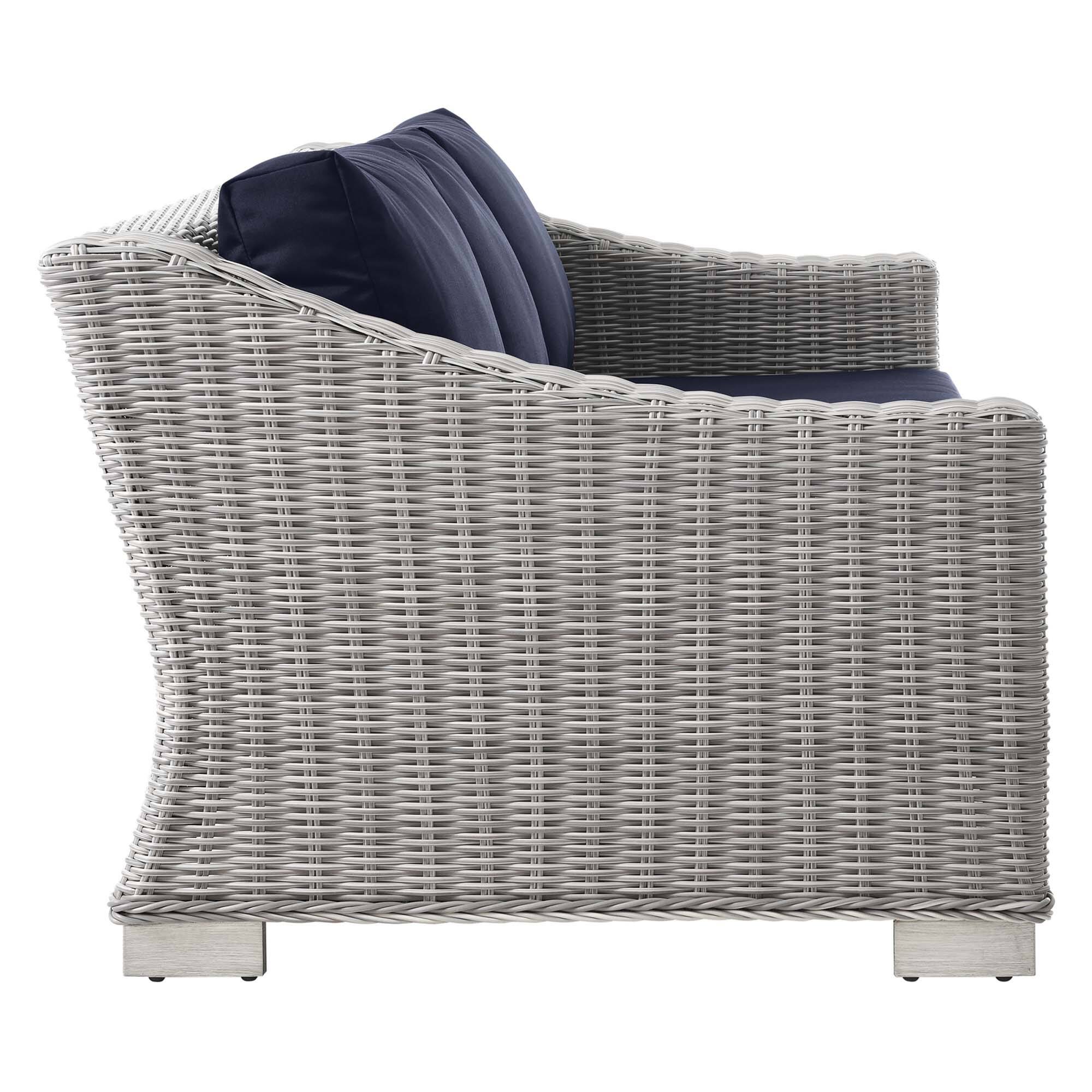 Alt View 1. Modway - Conway Outdoor Patio Wicker Rattan Sofa by Modway - Light Gray Navy.