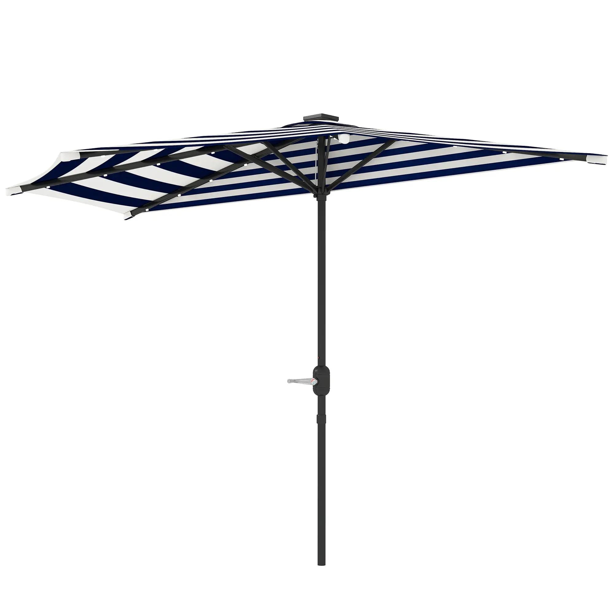 Spaco - Half Patio Umbrella, Small Vented Balcony Umbrella with Crank, UPF 30+ - Navy Blue