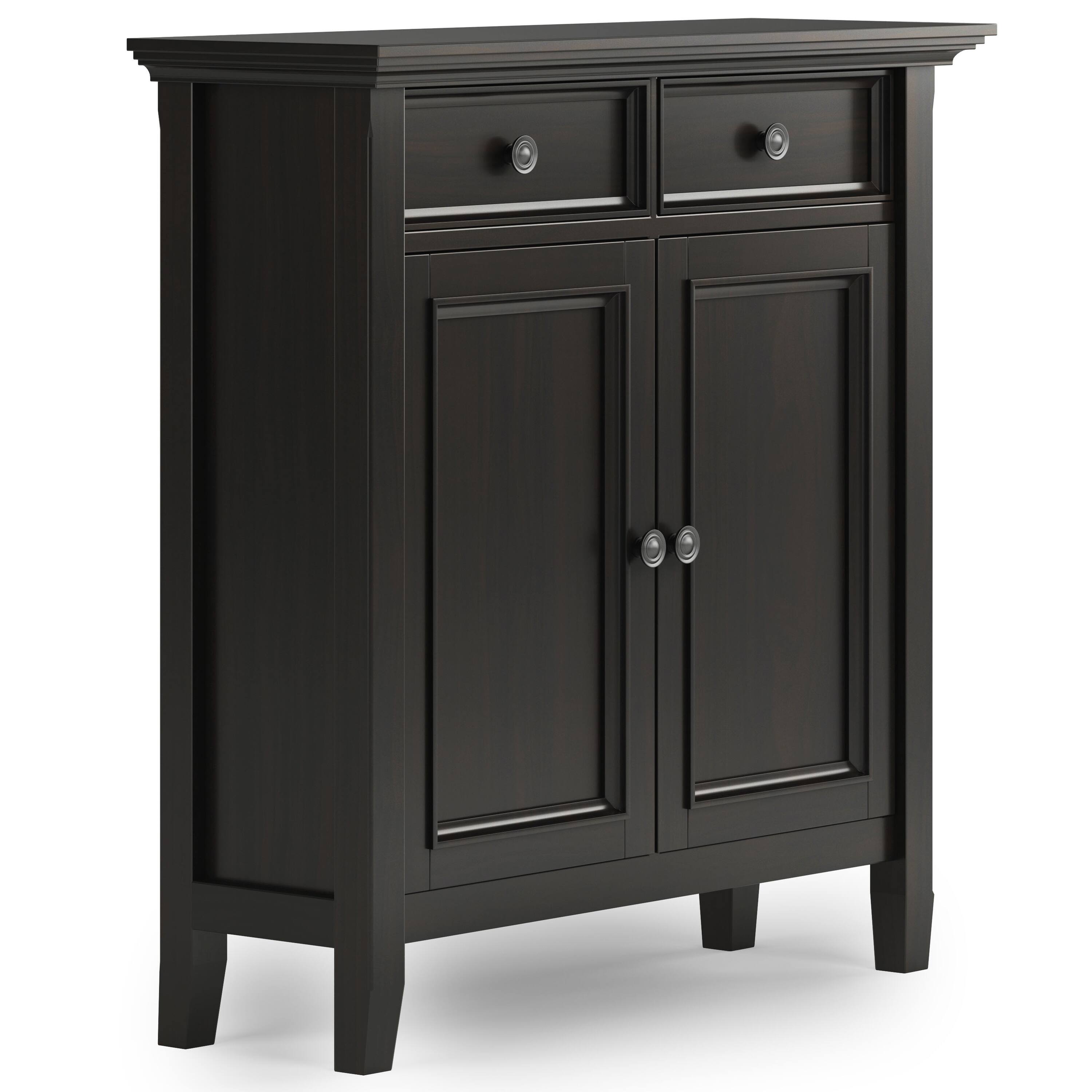 Front. Simpli Home - Amherst Entryway Storage Cabinet - Hickory Brown.