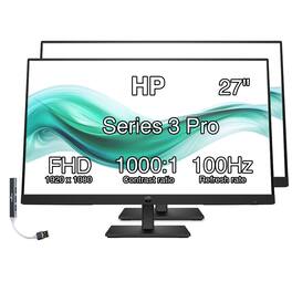 HP - Series 3 Pro 327pf 27" FHD IPS Monitor, Anti-Glare, Flicker Free, Display Port & DKZ Hub, (B0CG3UT#ABA) 2 Pack - Black