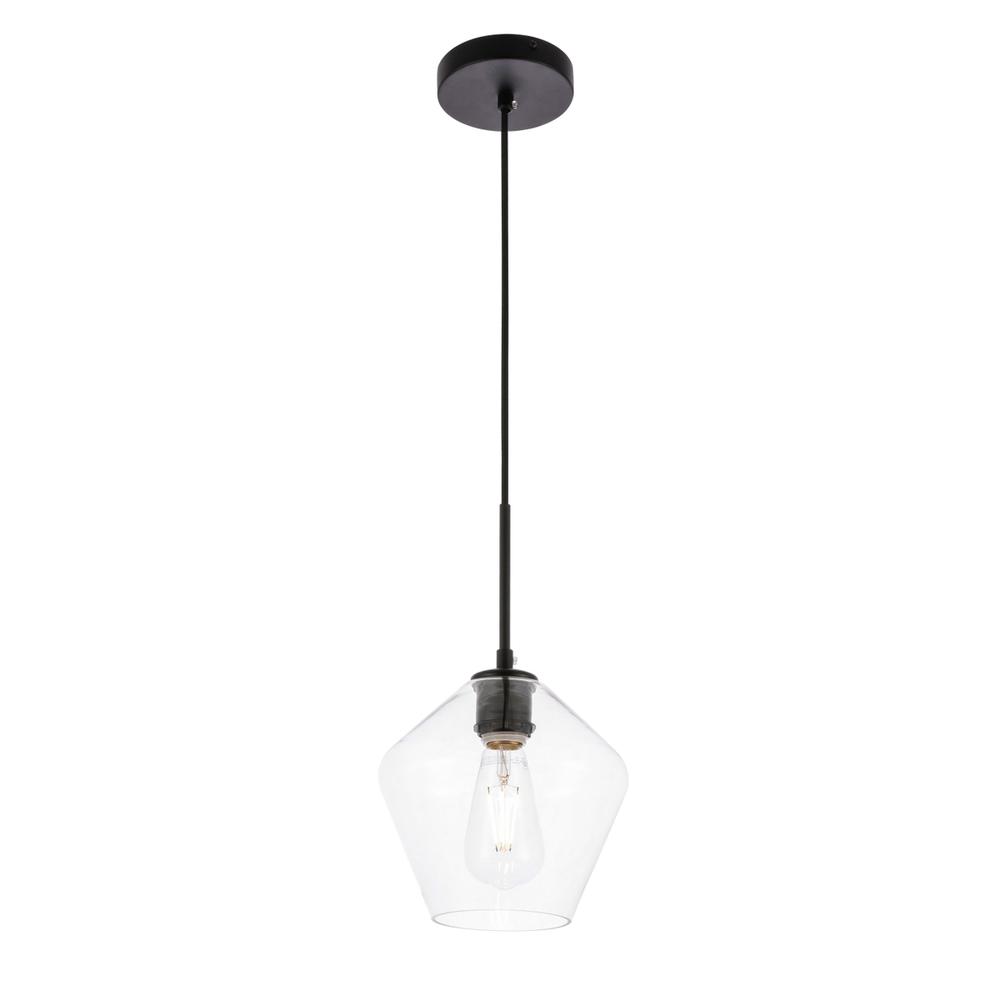 Alt View 7. Living District - Gene 1 light Black and Clear glass pendant - Black And Clear Glass.