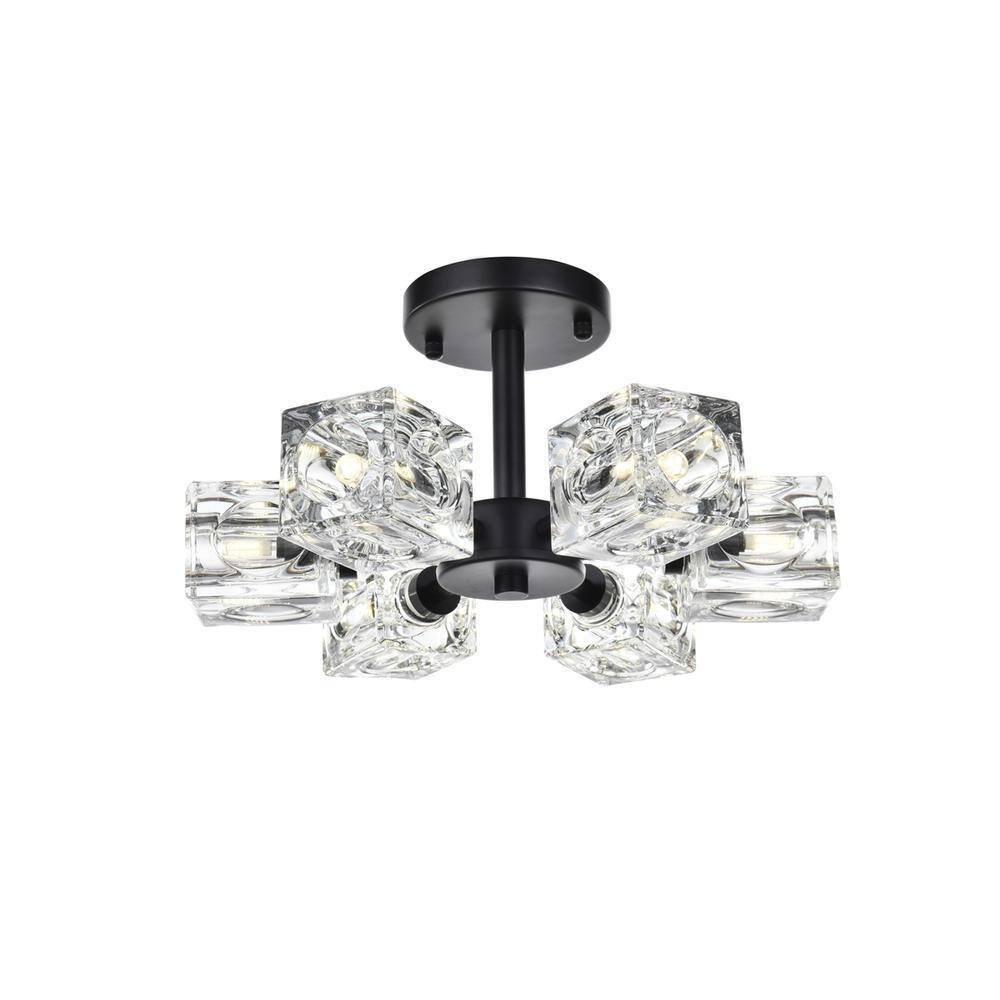 Back. Living District - Lyra 14 inch Flush Mount Ceiling Light in Black - Black.