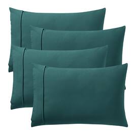 Sweet Home Collection - Solid Flannel Pillowcases (Set of 4), Ultra Soft, Standard - Teal
