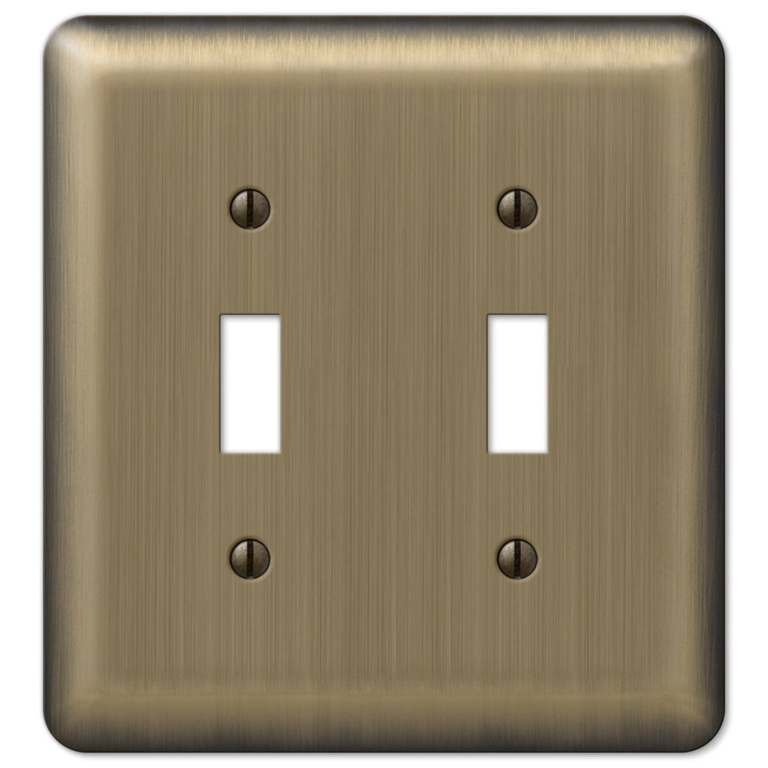 Angle. AMERELLE - Amerelle Devon Brushed Brass 2 gang Stamped Steel Toggle Wall Plate 1 pk - Brass.