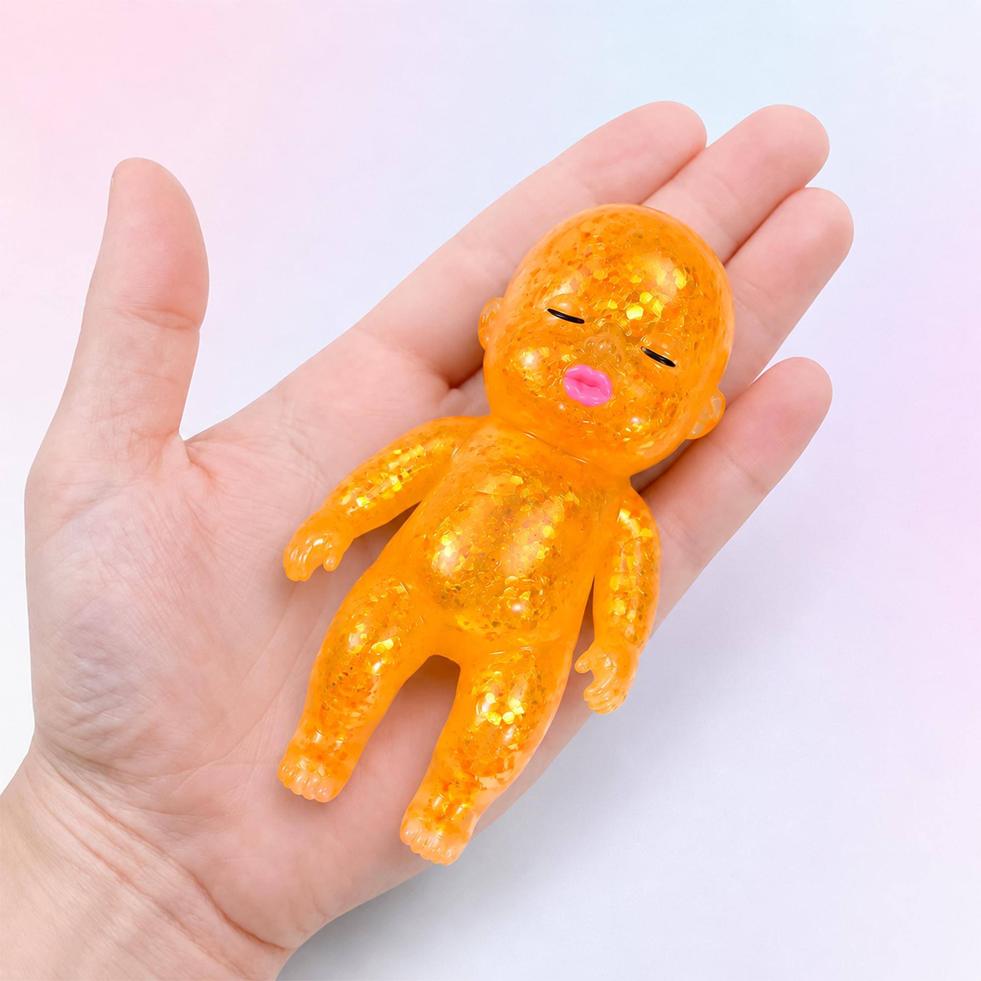 Alt View 10. Puka Creations - Squishy Glitter Baby 4-Inch Stress Reliever | Orange - Orange.