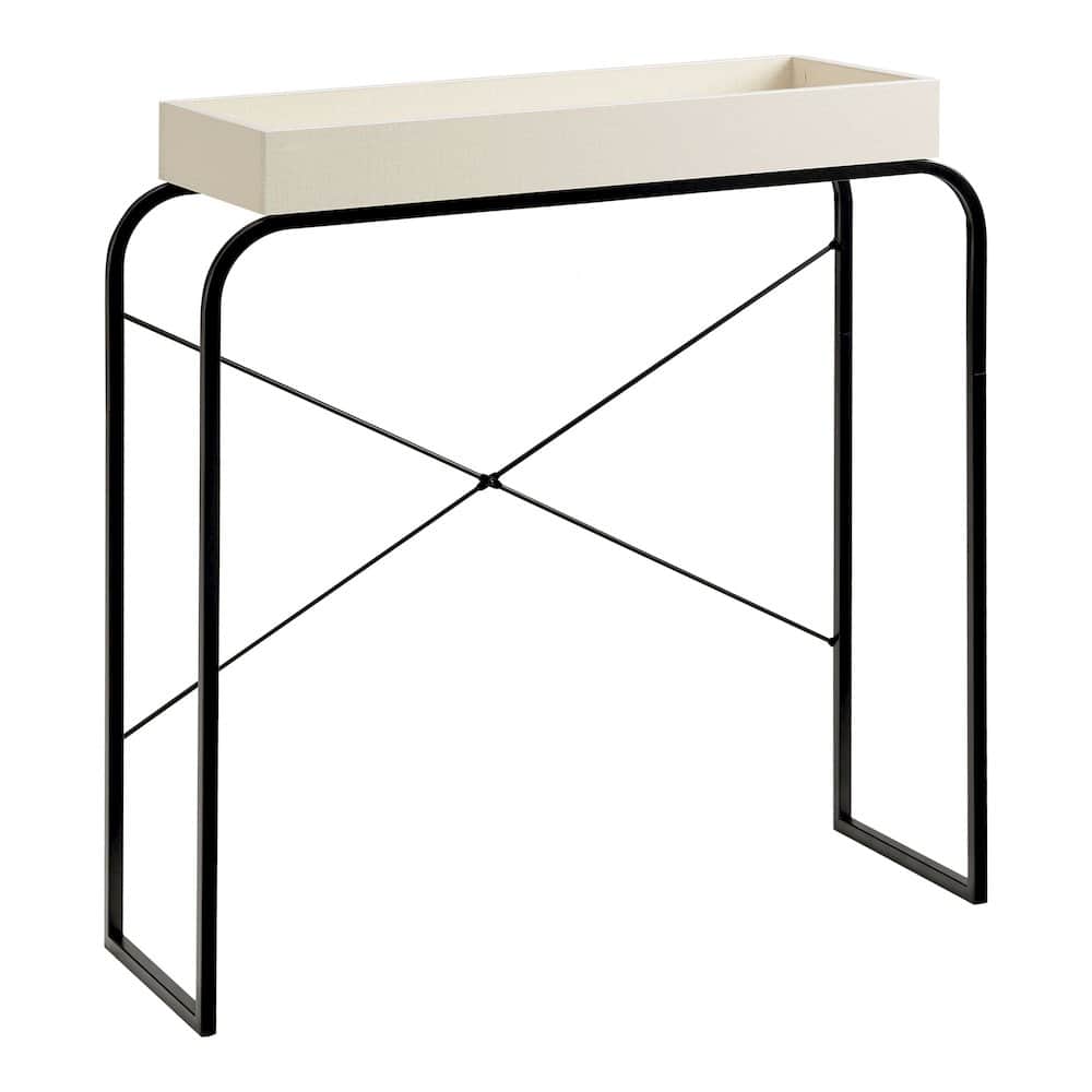 Furniture of America - Basil Tray Top Wood Cream Weave Console Table - White