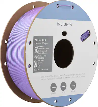 INSIGNIA Glitter PLA Cosmic Purple
Diameter: 1.75mm ± 0.02mm
Printing Speed: Up to 300mm/s
Printing Temp: 190-230°C
I Bed Temp: 25-60°C
Fan: On
Batch NO.: A7812032334
Compatible with Bambu Lab, Creality, Snapmaker, Elegoo, AnyCubic, Prusa, Research, Flashforge, Sovol, Qidi Tech, and other 1.75mm FDM 3D Printers
1.75mm
1kg -155g
DIAMETER NET WT. SPOOL WT.