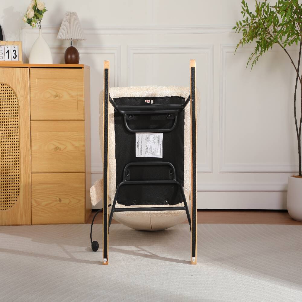 Alt View 9. Loheer - Loheer Modern Maternity Nursery Rocking Chair, Chenille Upholstered High Back Glider with Airbag Lumbar Support, Beige - Beige.
