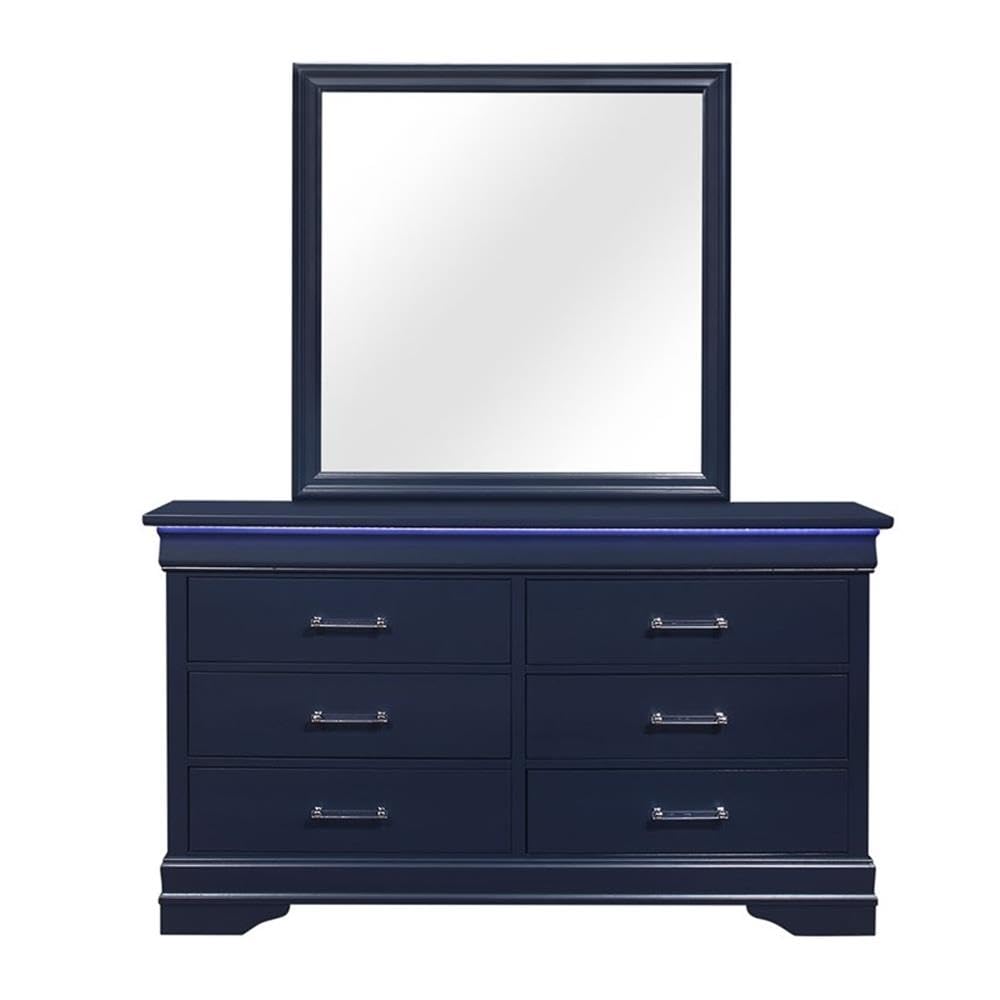 Angle. Global Furniture USA - Traditional Glam Charlie Blue Mirror - Blue.