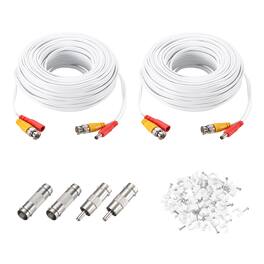 Unique Bargains - BNC Video Power Cable, 2 Sets, All-in-One CCTV Camera Extension Cord - White
