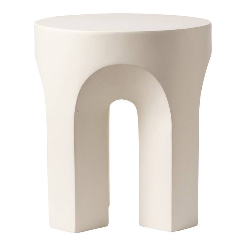 Alt View 6. LeisureMod - Crus Arched Fiberstone Side Table, Heavy Duty & Indoor/Outdoor Modern Accent Table - White.