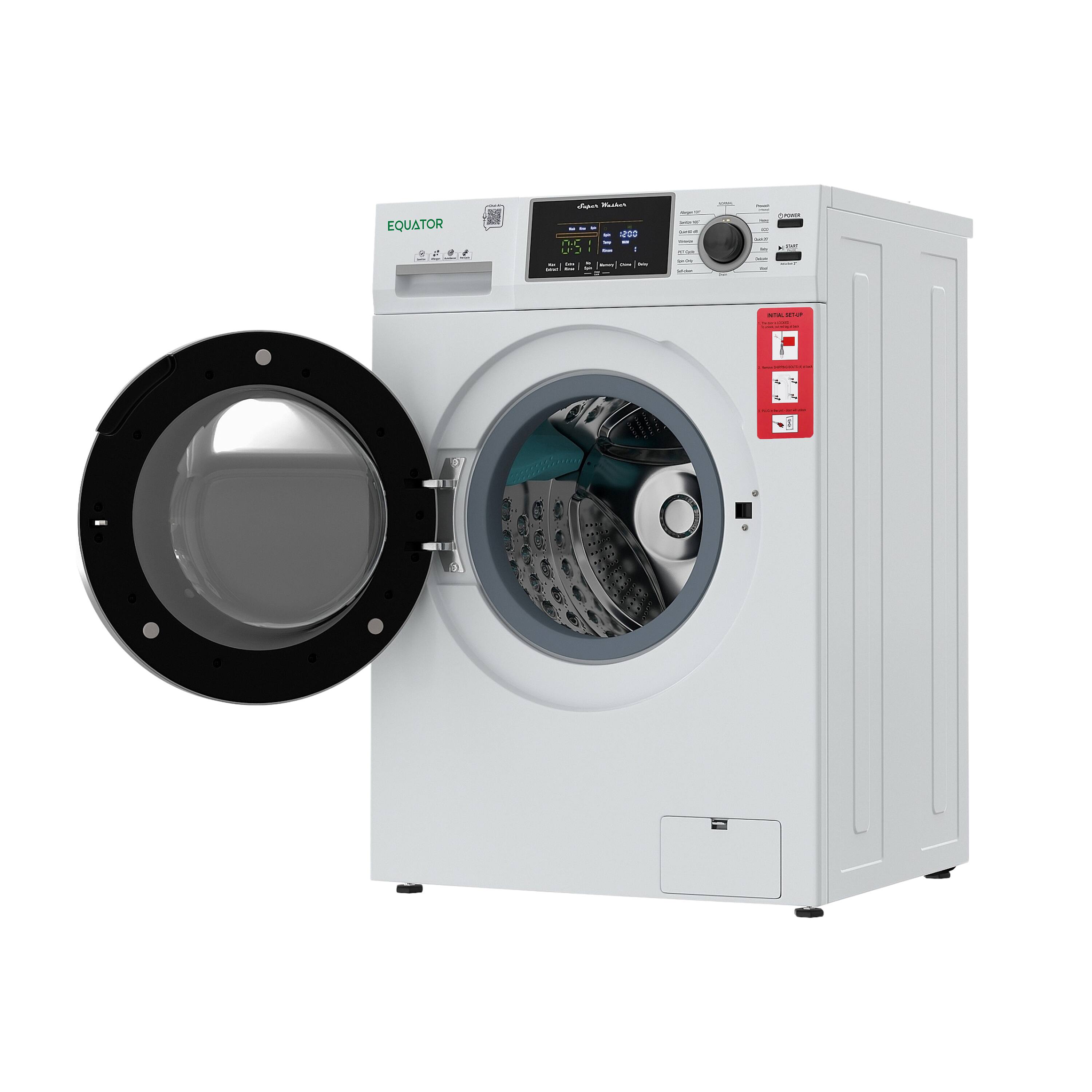 Left. Equator - Equator EW 842 ADVANCE XL Washer 2.5 cu. ft. 1400 RPM, PET Hair Removal, Allergen & Sanitize Cycles 110 V - White.