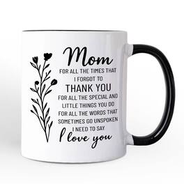 OrnamentallyYou - Thank You Mom Mug, Minimalist Mama Gift - White