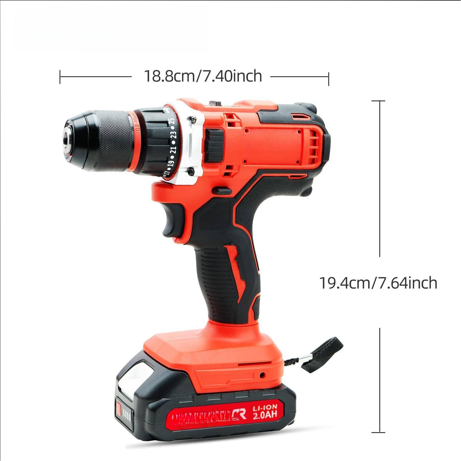 18.8cm/7.40inch  
23 21 4.  
19.4cm/7.64inch  
III LI-ION D CR 2.0AH