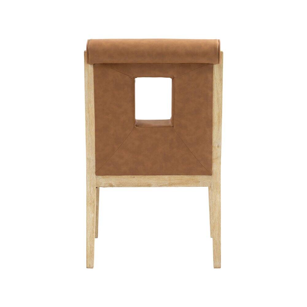 Meridian Furniture - Gwendolyn Cognac Vegan Leather Dining Arm Chair - Brown - Thumbnail 5