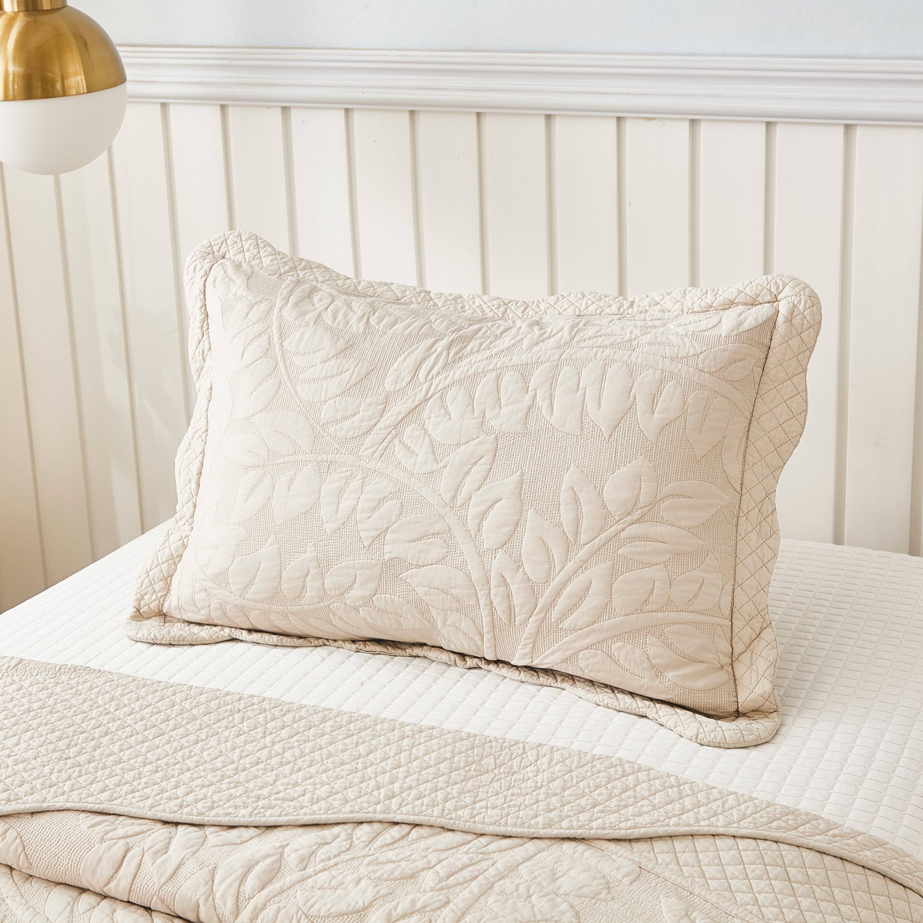 Alt View 1. MarCielo - Marcielo 2/3 Piece 100% Cotton Oversized Bedspread Lightweight Quilt Set - Natural Beige.