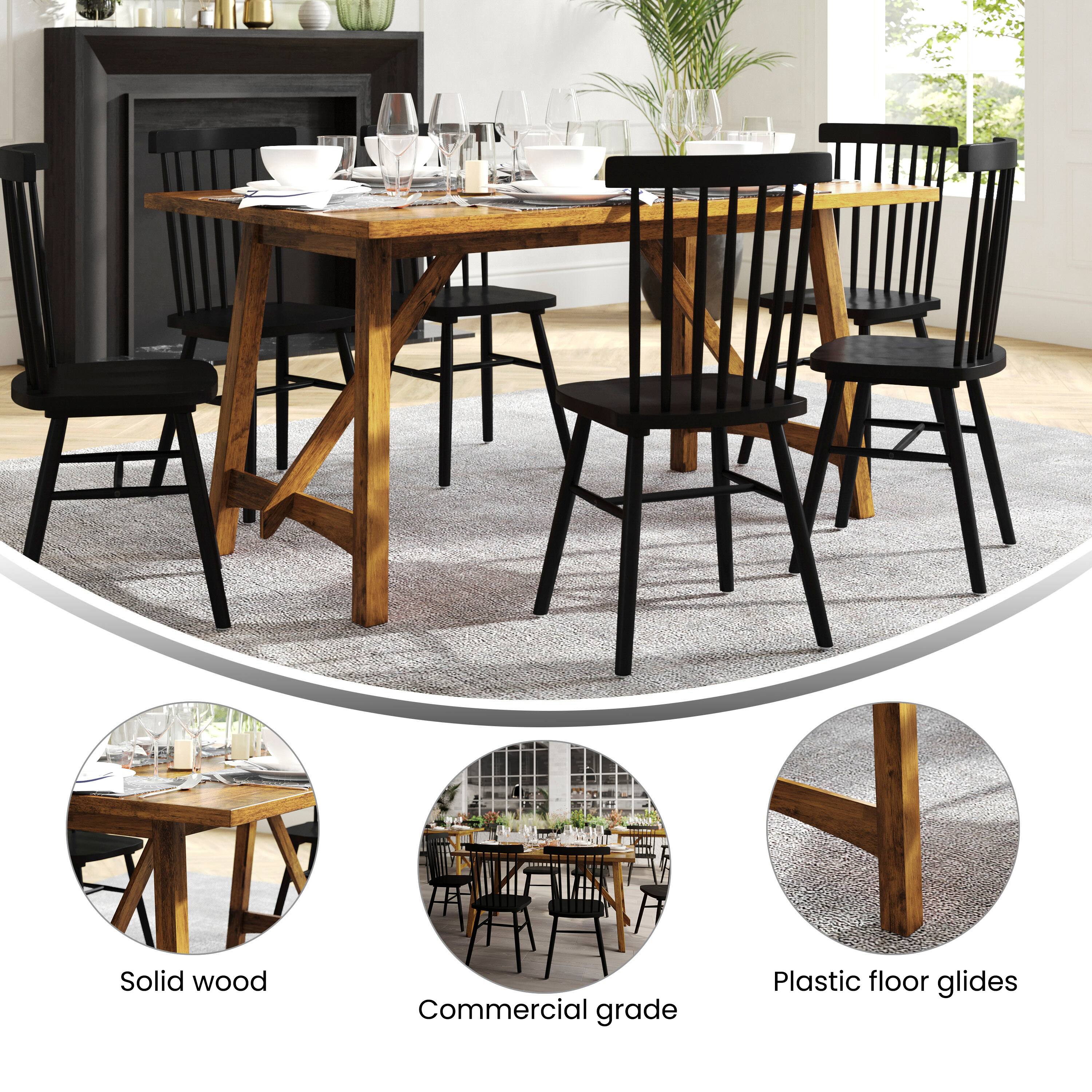 Solid wood  
Commercial grade  
Plastic floor glides