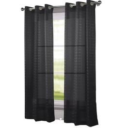 RT Designers Collection - Wanda Box Voile Light Filtering One Grommet Curtain Panel 54" x 90" - Black