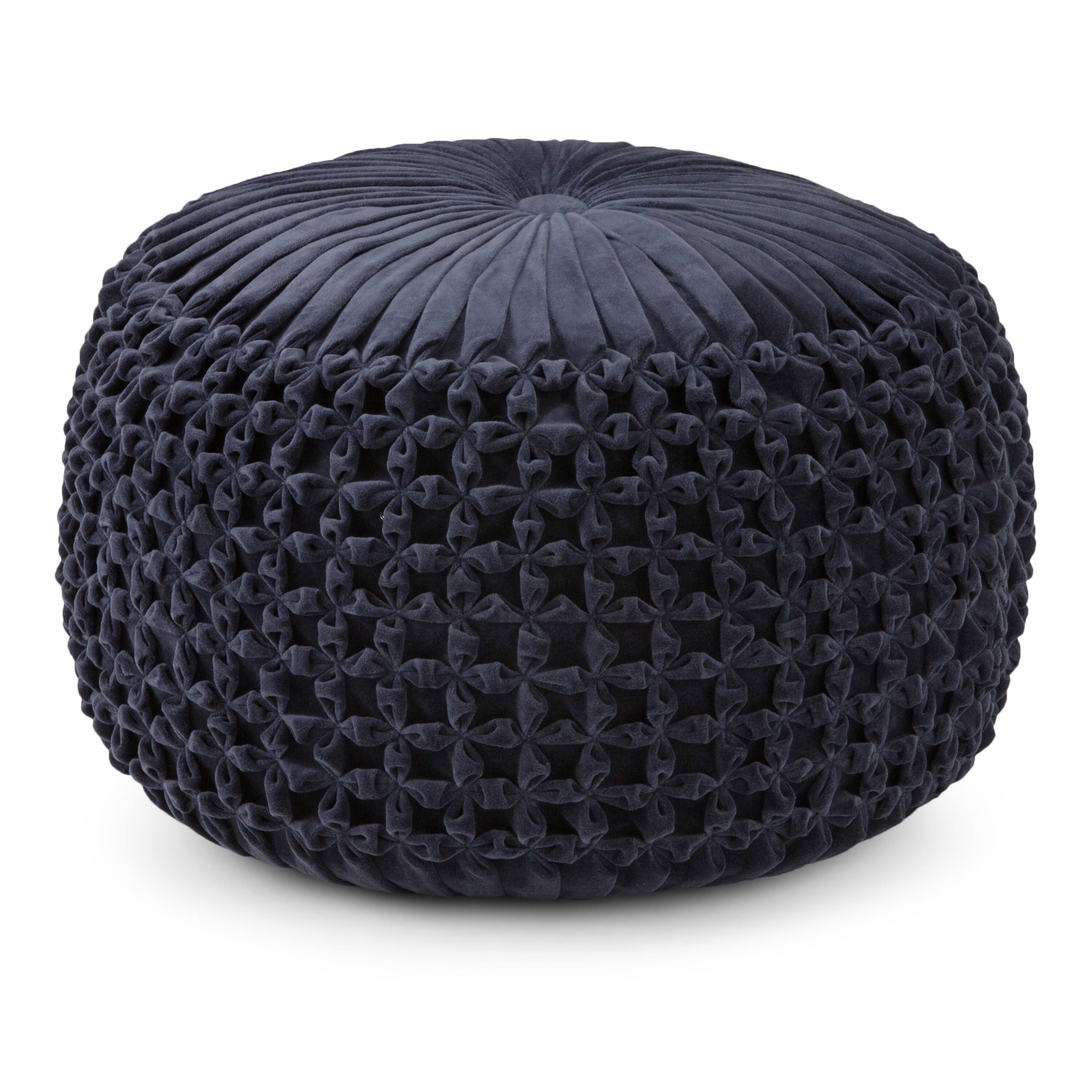 Angle. Simpli Home - Renee Round Pouf - Navy.