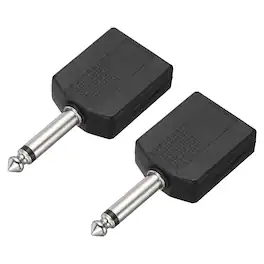 Unique Bargains - 2pcs TS6.35mm Male to 2x6.35mm Female Adapter Mono Zinc Alloy Nickel Plating for Mics/Guitars/Speakers/pcs Signal Conv - Silver Black