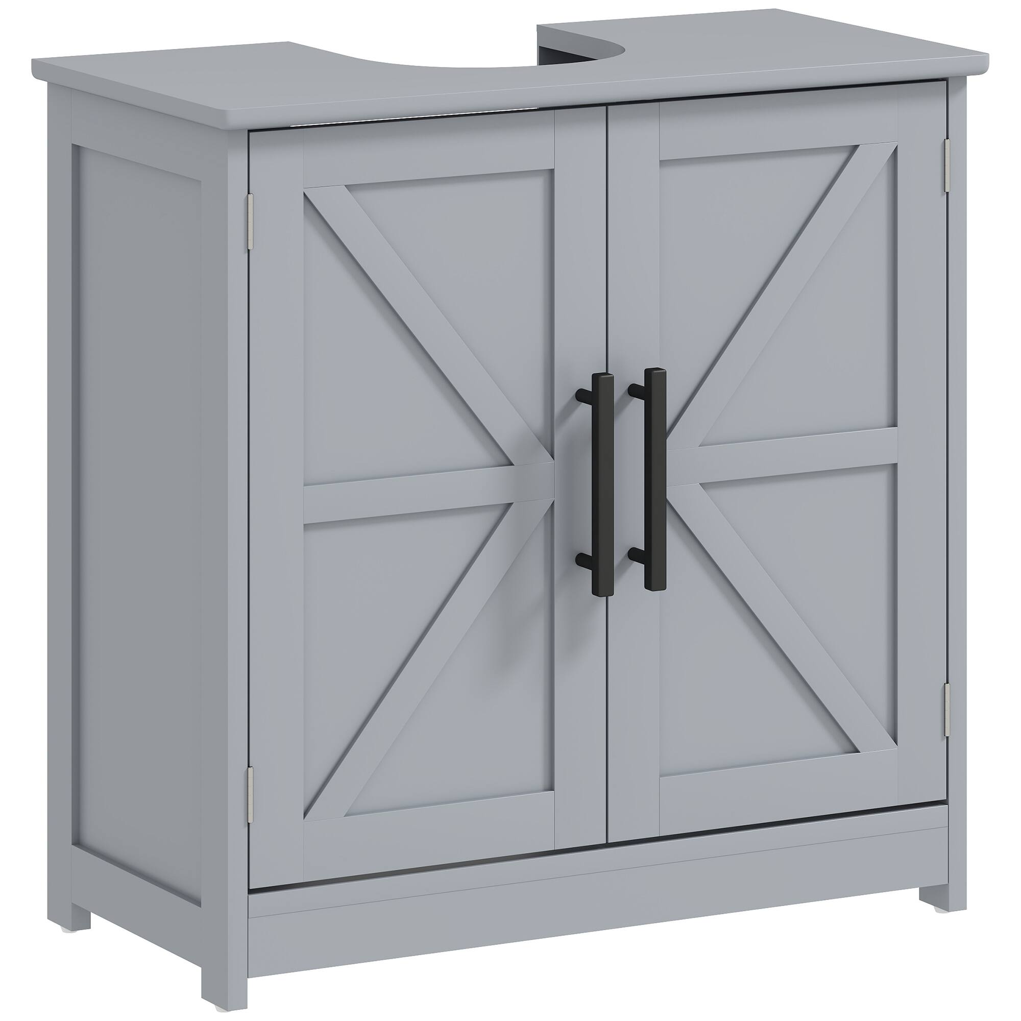 Pedestal Sink Storage Cabinet, Farmhouse Freestanding Bathroom Sink Cabinet with 2 Barn Doors and Adjustable Shelf