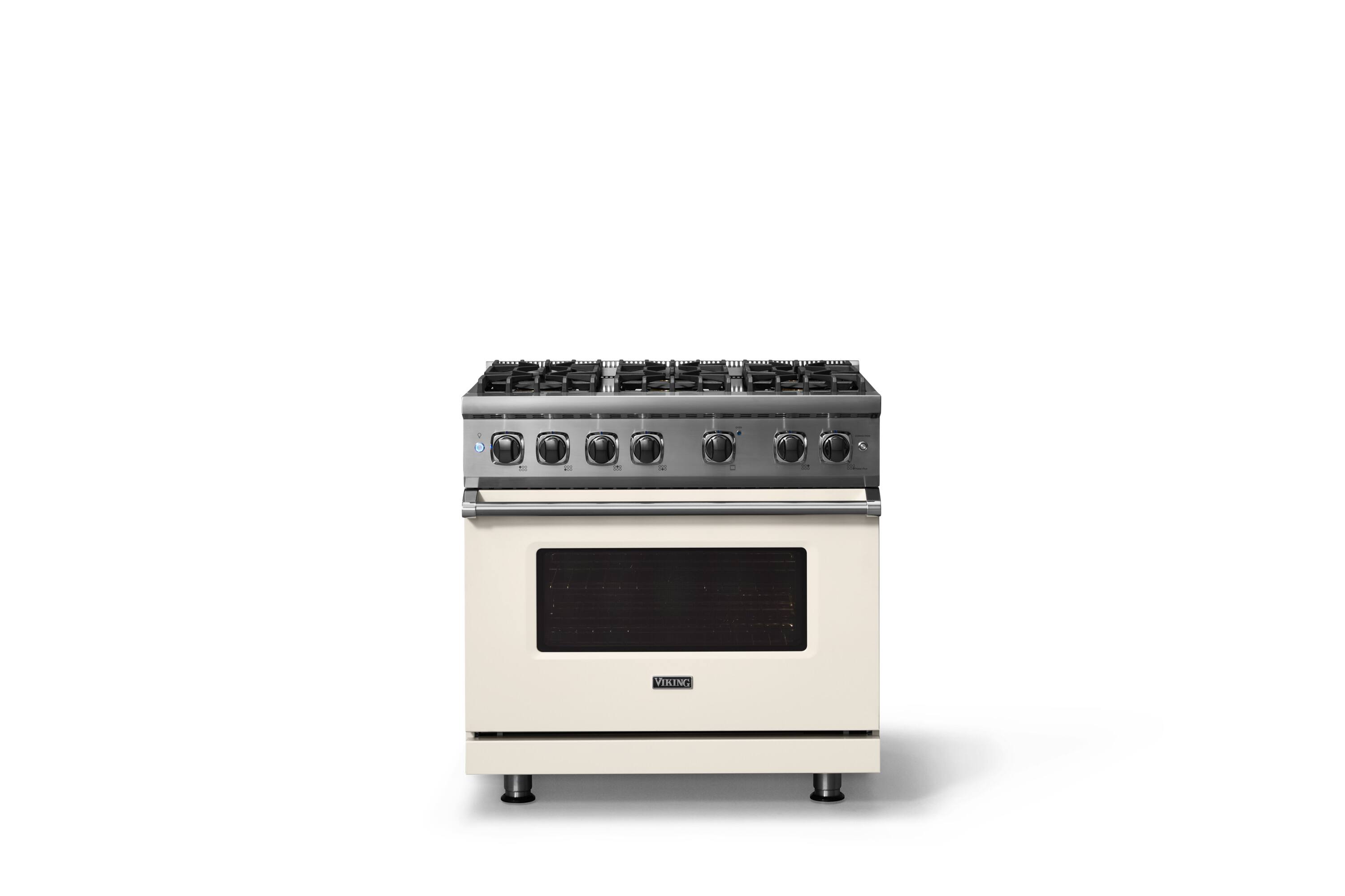 Alt View 3. Viking - 36"W./24"D. 5.1 Cu. Ft.  Gas Sealed Burner Range-6 Burners-Pure White-LP - Pure White.
