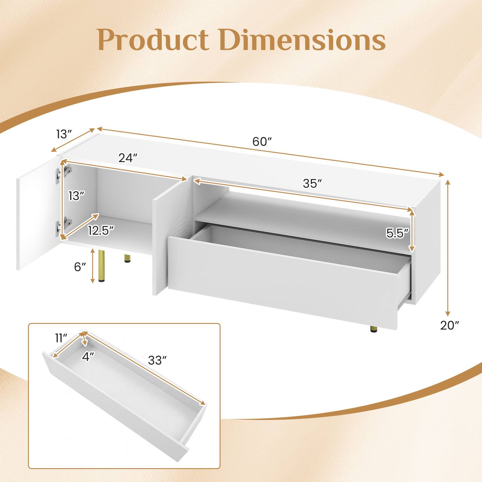 Product Dimensions: 13" x 24" x 60" x 13" x 35" x 12.5" x 5.5" x 6" x 11" x 4" x 33" x 20"