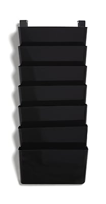 Front. TRU RED - TRU RED™ 7-Pocket Plastic Letter Wall File, Black (TR55348) - Black.