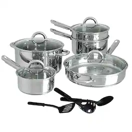 Gibson - Home Abruzzo Stainless Steel 12 Piece Cookware Set - Silver