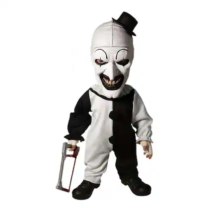 Front. Mezco Toyz - Terrifier Art the Clown 15 Inch MDS Mega Scale Figure with Sound - Black/White.