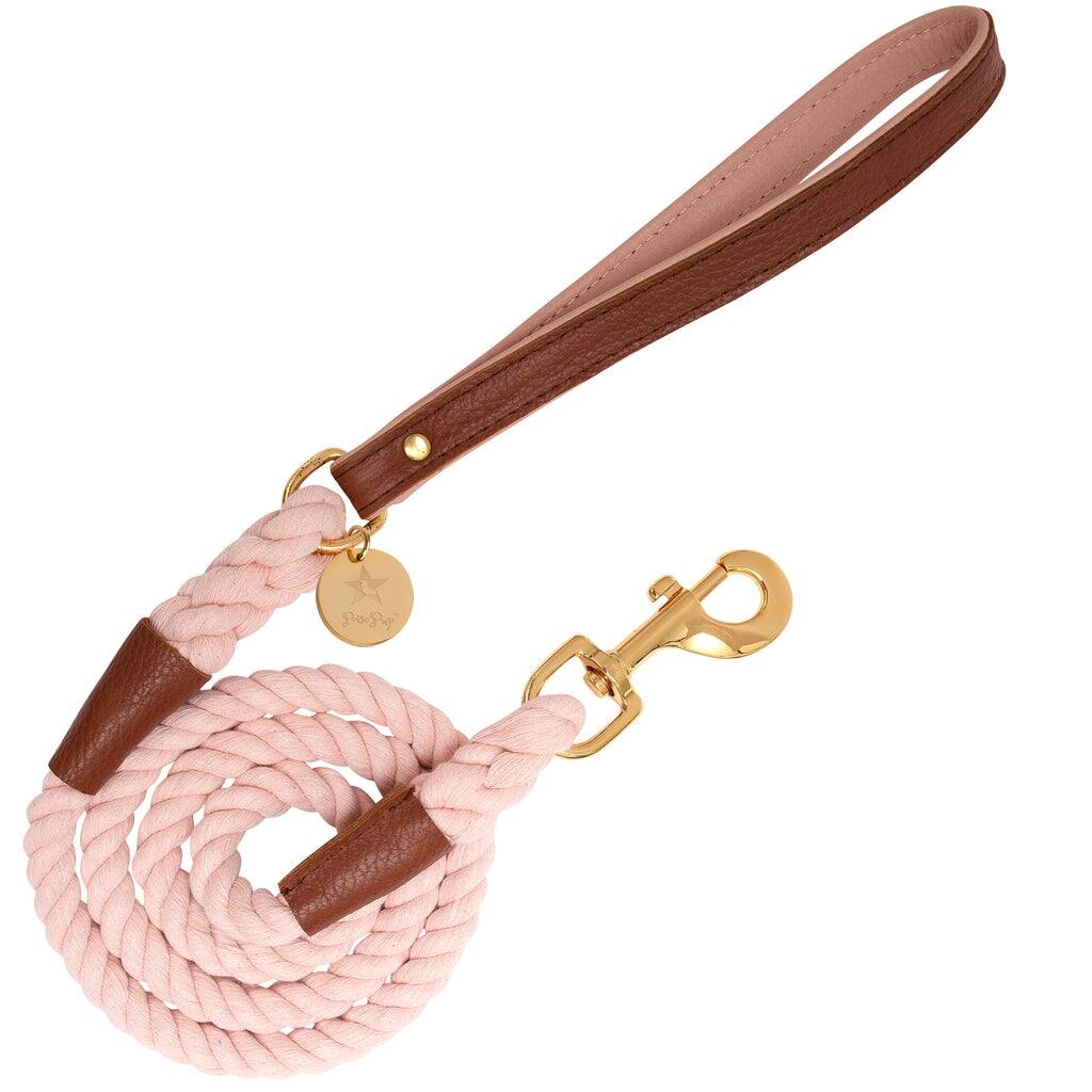 Front. PoisePup - PoisePup Pet Dog 5ft Long Leash - Brown | Light Pink.
