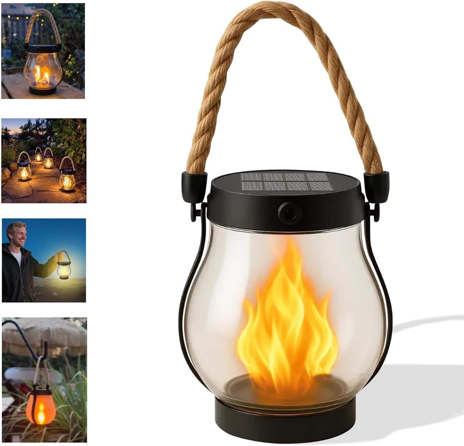 Auledio 1Pc Solar Lanterns Lights,Flame Garden Lights with 2