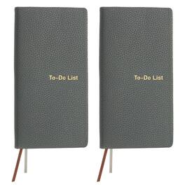 Unique Bargains - 2pcs Leather To Do List Notepads 160 Pages 6.5x3.2 Inch Daily Planner Notebook for Business Personal Schedule - Gray