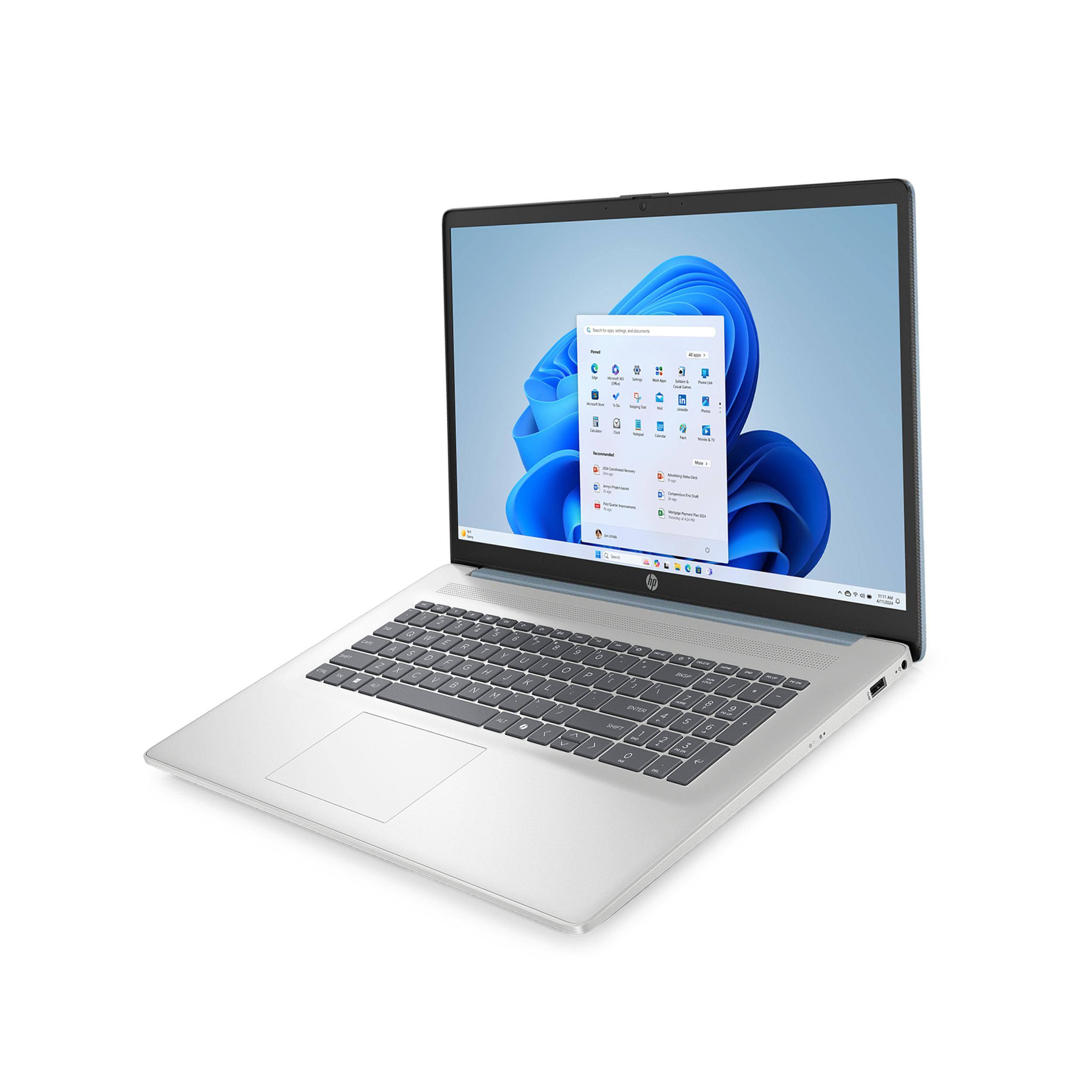 Alt View 4. HP - HP 17.3" HD+ Touchscreen Laptop,Intel Ultra 7 255U,16GB DDR4,256GB SSD+1TB Dock Set,Backlit Keyboard,Win 11 Pro,Blue - Blue.