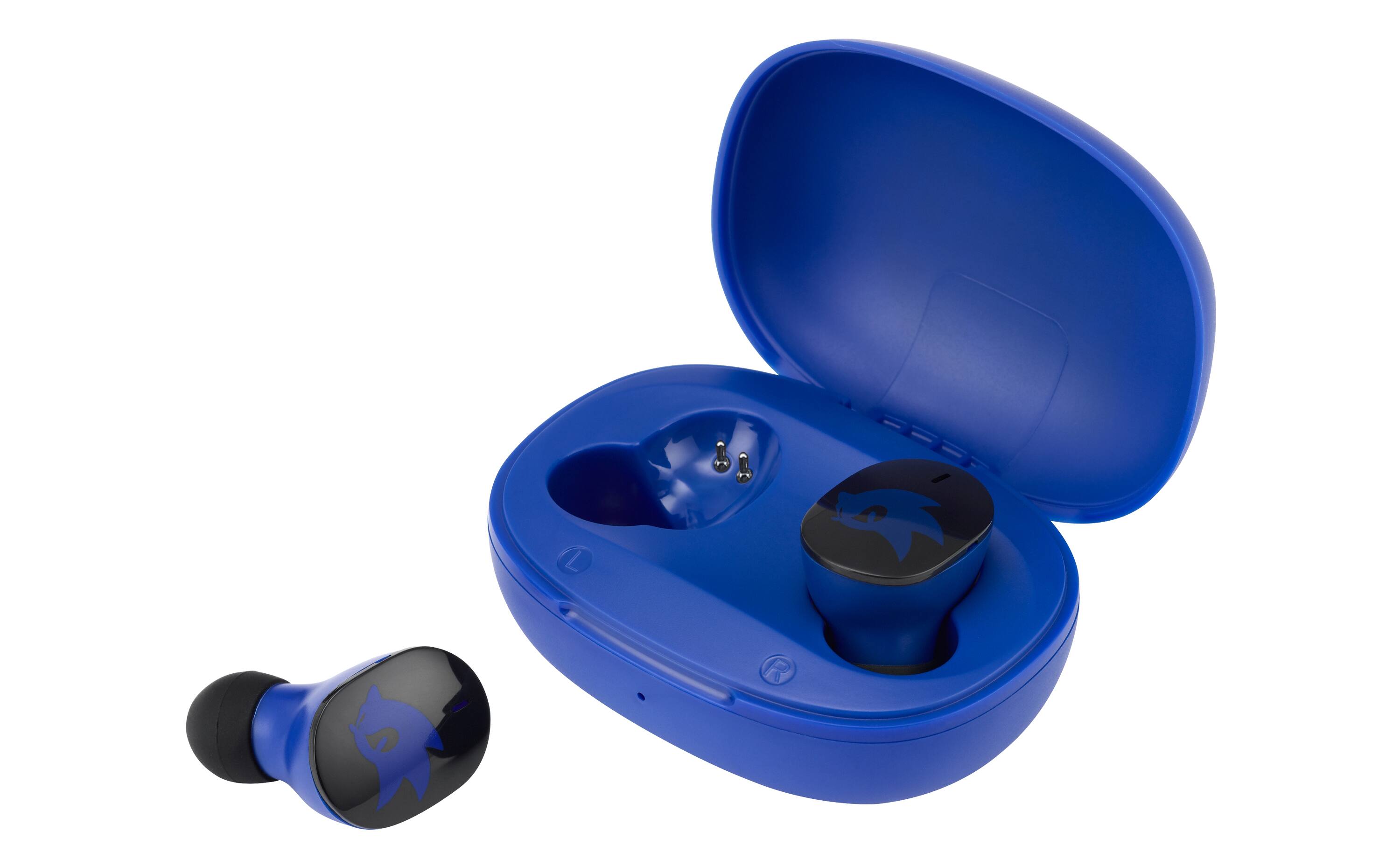Back. eKids - eKids Sonic The Hedgehog Wireless Earbuds for Kids, Bluetooth Earbuds with Charging Case - Blue.