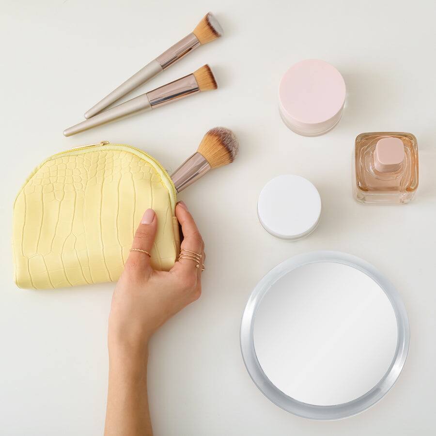 Alt View 2. Zadro - Traveling Wall Mounted Shower Mirror with 5X Magnification & Suction Cups - Purple.