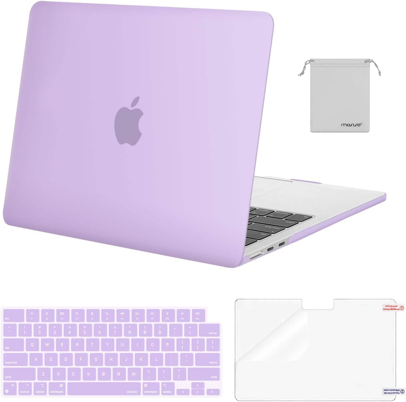 mosiso - Case for 2026-2022 MacBook Air 13 inch Case M5 A3449 M4 A3240 M3 A3113 M2 A2681, Shell&Keyboard Cover&Screen Film&Pouch - Purple