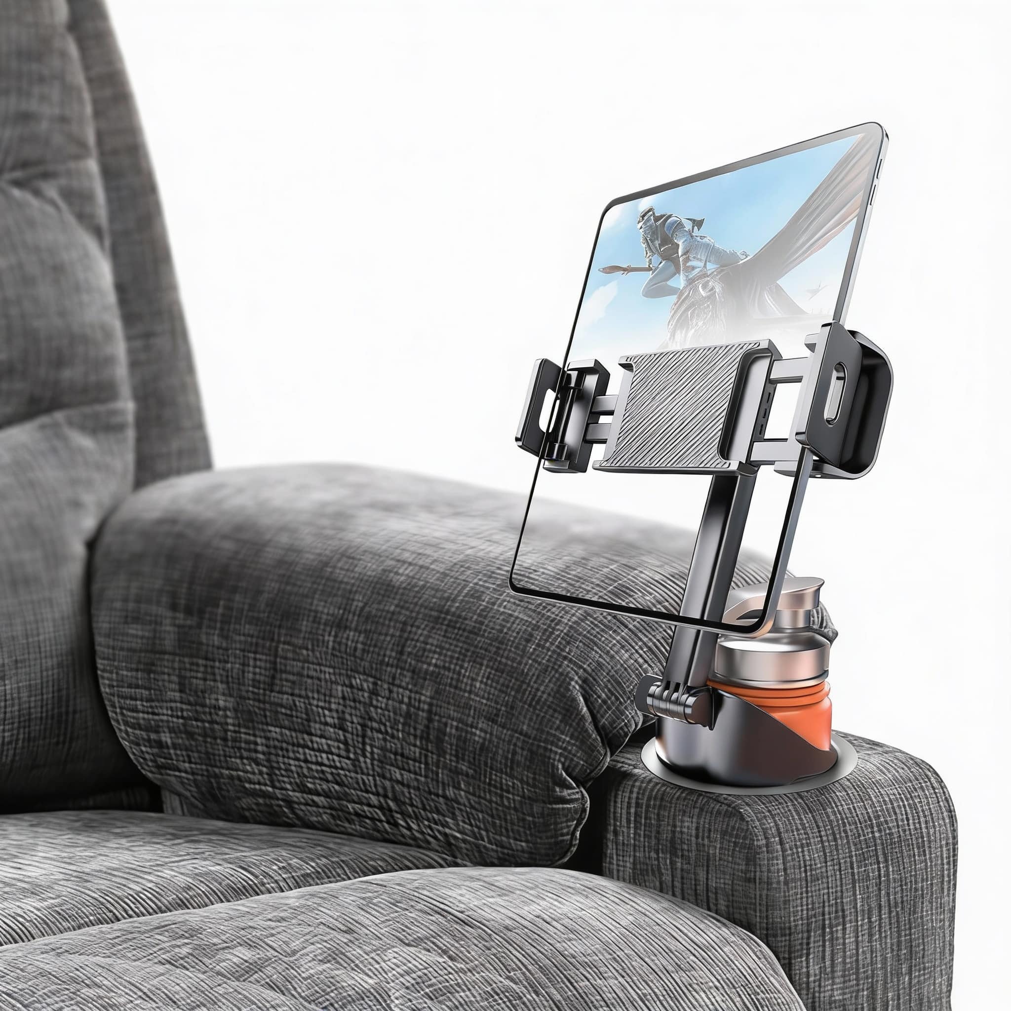 OMOMMD - Cup Hold Tablet Holder Mount For Car Ipad With Flexible Hollow Base 360 Rotatable Deep Clamp Compatible 6 F - Default