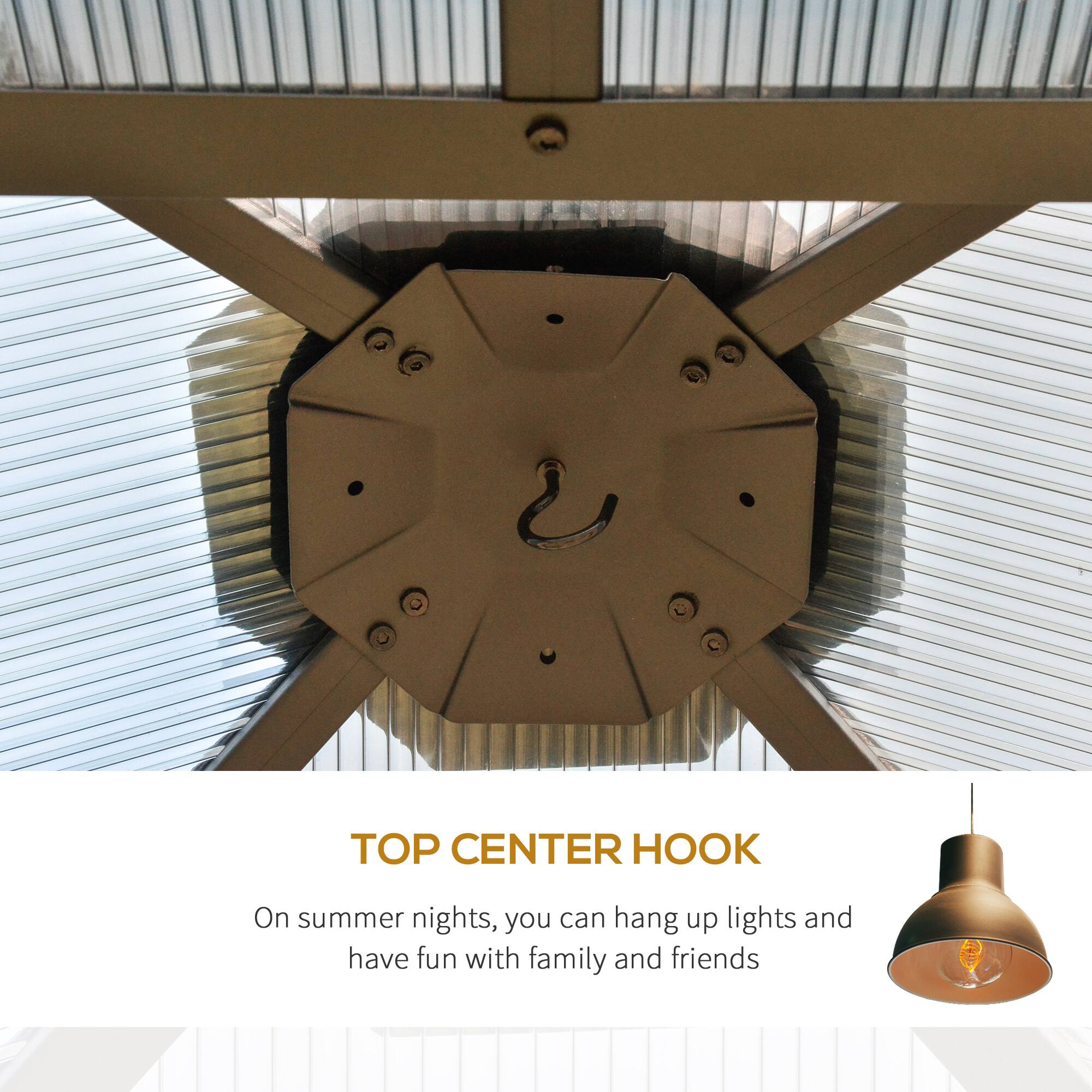 TOP CENTER HOOK

On summer nights, you can hang up lights and have fun with family and friends