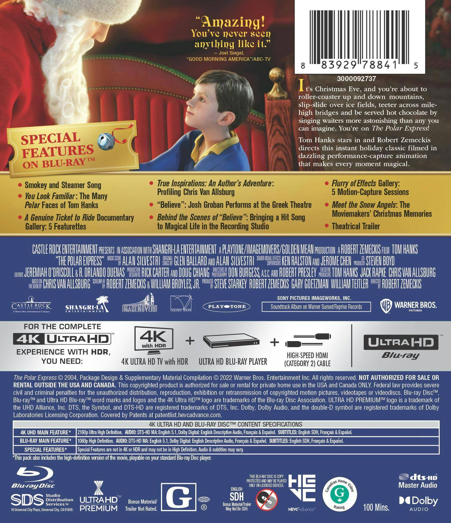 Back. The Polar Express   - 4K Blu-Ray.