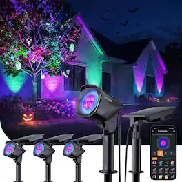 Linkind - Smart Solar Lights Outdoor, Dual-Ring Solar & USB Charging, IP66 Waterproof, Color Changing, 4 Pack