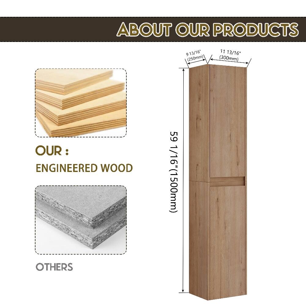 ABOUT OUR PRODUCTS

9 13/16" (250mm)  
11 13/16" (300mm)  
59 1/16" (1500mm)

OUR: ENGINEERED WOOD

OTHERS