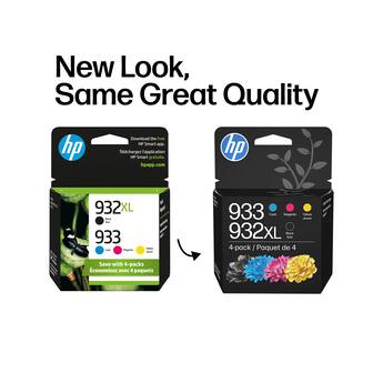 HP 932XL/933 Multipack Ink Cartridges, 4/Pack (N9H62FN#140) Black HP 932XL/933 Multipack Ink Cartridges, 4/Pack (N9H62FN#140) Black