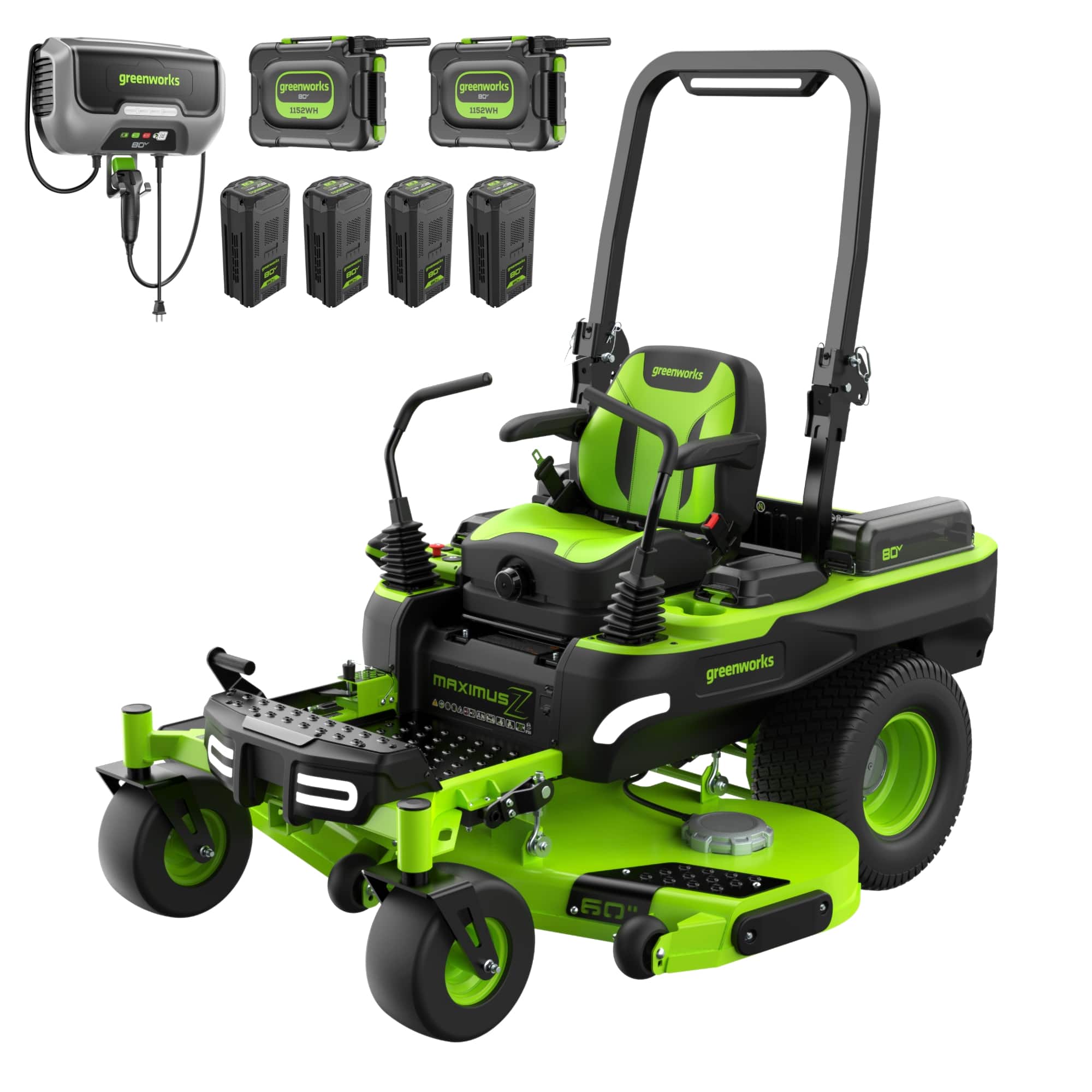 "Greenworks - 80V 60"" MaximusZ Zero Turn Lawn Mower, (4) 8Ah and (2) 16Ah Batteries and 1.5KW Wall Charger, MZ6081" price history on PriceWatchPro