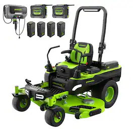 Greenworks - 80V 60" MaximusZ Zero Turn Lawn Mower, (4) 8Ah and (2) 16Ah Batteries and 1.5KW Wall Charger, MZ6081