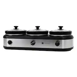 Culinary Chef - Ccsc3105-ss 420-watt Triple Slow Cooker And Buffet Server With Three 2.5-quart Ceramic Pots - Silver